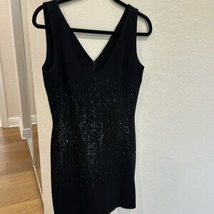 St. John Knit Black Dress with Sequins and Beading